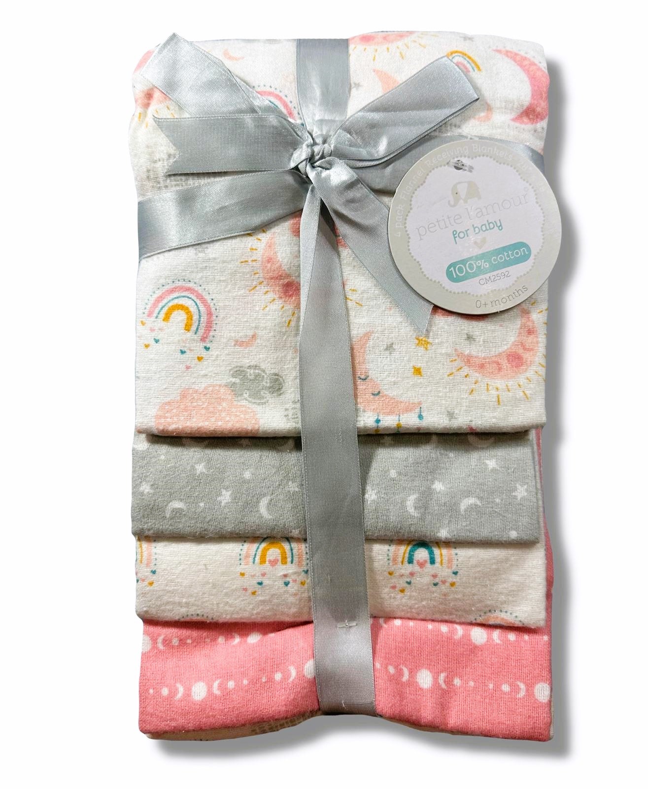RECEIVING X4 - PETITE GIRLS 243 - MOON RAINBOW - BLANKETS COTTON 4 PACK BABY