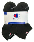 CHAMPION SOCKS WOMEN'S - LOW CUT - 263 BLACK SOLID 3 - SHOE SZ 5-9 PACK 6