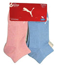 PUMA SOCKS WOMEN'S - LOW CUT 263 - RIBBED PEACH BLUE - SHOE SZ 5-9.5 -PACK 6