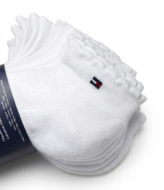 TOMMY HILFIGER SOCKS WOMEN'S - QUARTER 263 - SOLID WHITE - PACK 6
