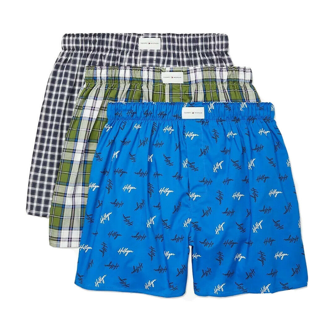 TOMMY HILFIGER MEN X3 - SZ HUNTER LARGE - PACK SLIM FIT WOVEN BOXER UNDERWEAR