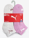 PUMA SOCKS WOMEN'S - QUARTER 263 - SOLID C CREAM PINK - SHOE SZ 5-9.5 - PACK 6
