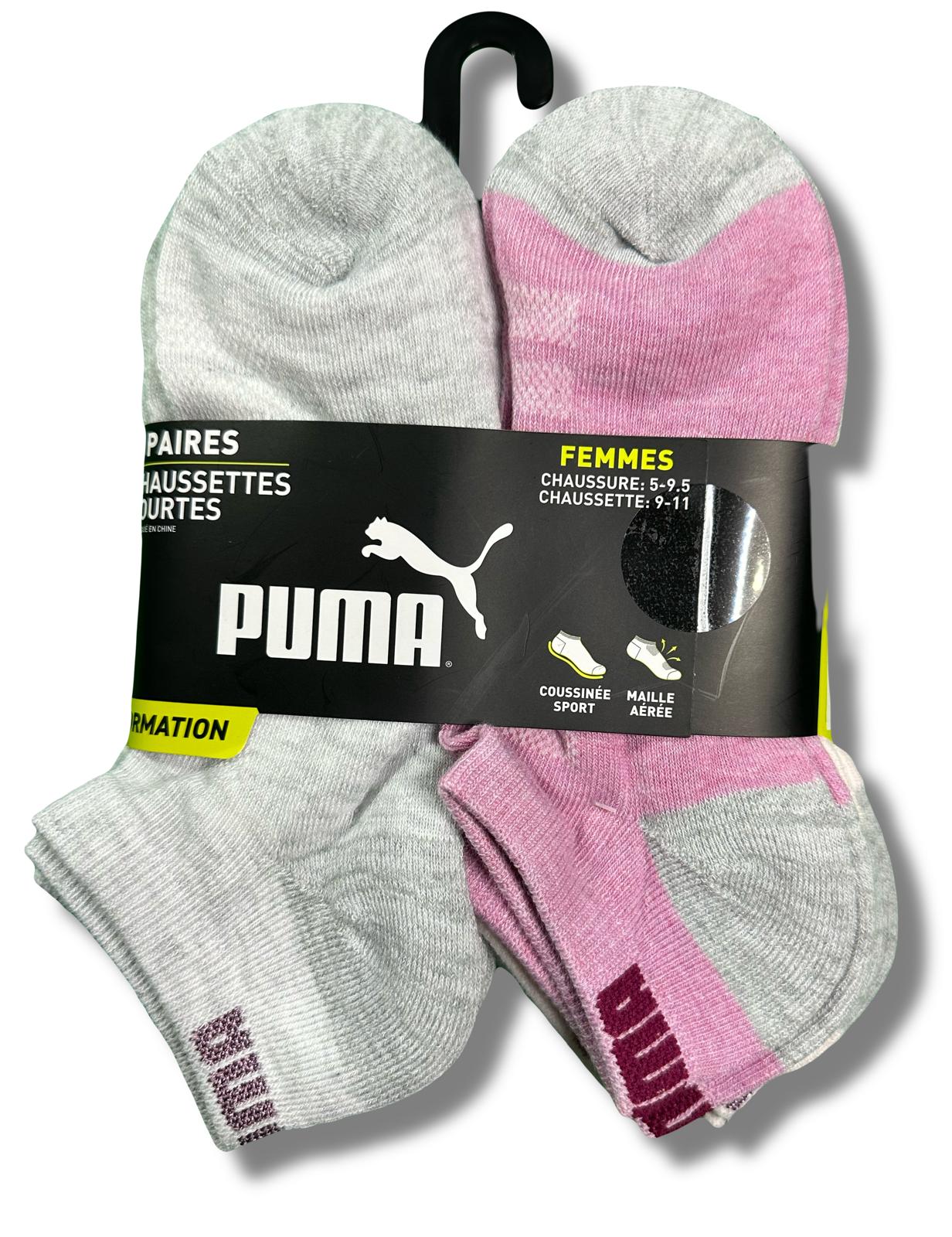 PUMA SOCKS WOMEN'S - LOW CUT 263 - FAYE - PEACH PINK - SHOE SZ 5-9.5 -PACK 6