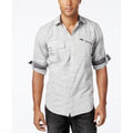 INC MEN'S - BUTTON DOWN SHIRT TOP - RANGO SLUB LONG SLEEVE GREY SMALL NEW