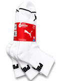 PUMA SOCKS MEN'S - HI QUARTER 263 - WHITE BLACK - LARGE (10-13)- PACK 6