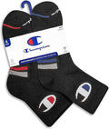 CHAMPION SOCKS MEN'S - HIGH QUARTER - LOGO 253 - BLACK - LARGE (6-12) PACK 6 XX