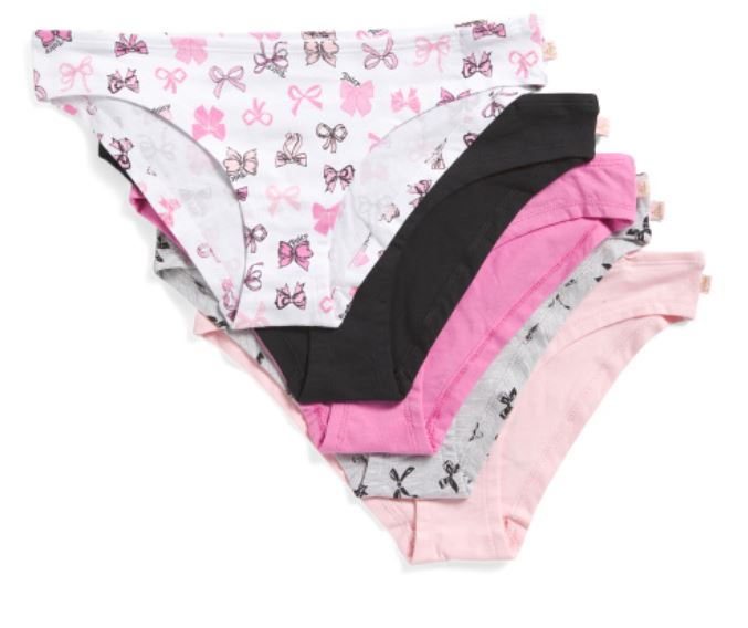 JUICY COUTURE UNDERWEAR WOMEN - PACK 5 CHEEKY PANTIES - SZ LARGE - COTTON X5