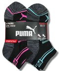 PUMA SOCKS WOMEN'S - QUARTER - GLEE 253 - BLACK CHARCOAL - SHOE SZ 5-9.5 -PACK 6