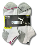 PUMA SOCKS WOMEN'S - LOW CUT 253 - ASHY WHITE GRAY - SHOE SZ 5-9.5 - PACK 6