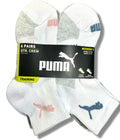 PUMA SOCKS WOMEN'S - QUARTER 263 - EVEN WHITE PINK - SHOE SZ 5-9.5 - PACK 6