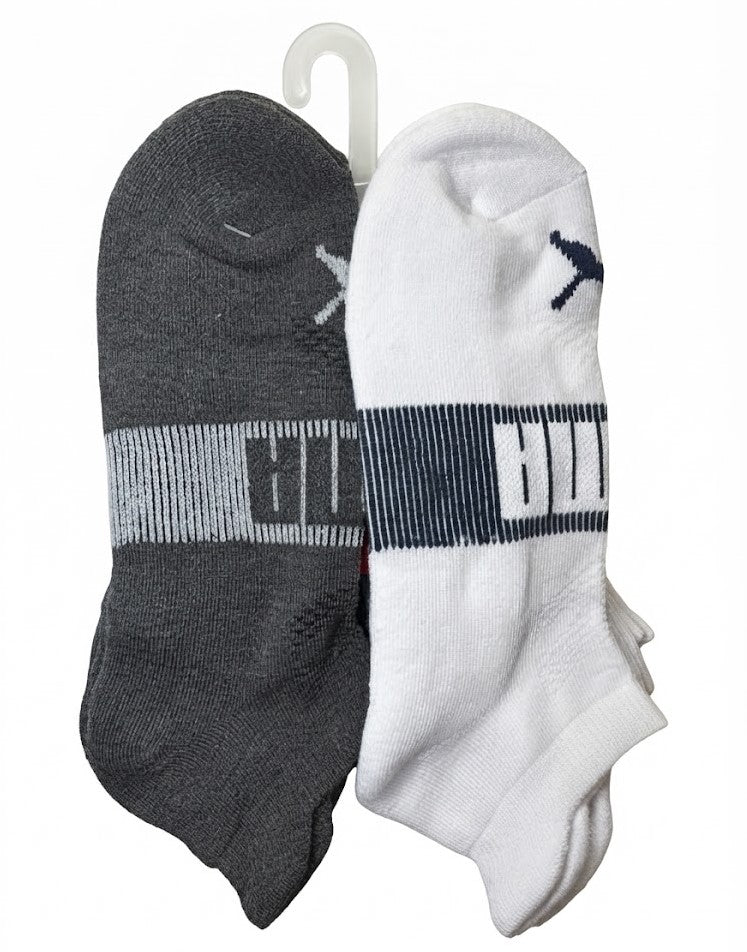 PUMA SOCKS MEN'S - LOW 263 - EDGE GREY WHITE - LARGE - PACK 6 XX