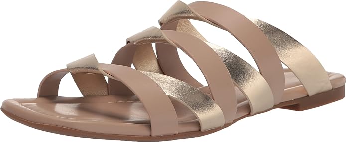 AEROSOLES WOMEN SHOES FLAT SANDAL STRAPPY HANI GOLD SZ 8.5