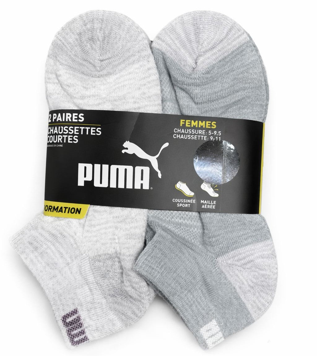 PUMA SOCKS WOMEN'S - LOW CUT 263 - FAYE - CREAM GREEN - SHOE SZ 5-9.5 -PACK 6