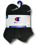 CHAMPION SOCKS WOMEN'S - LOW CUT - 253 BLACK BLACK 3 - SHOE SZ 4-10 PACK 6