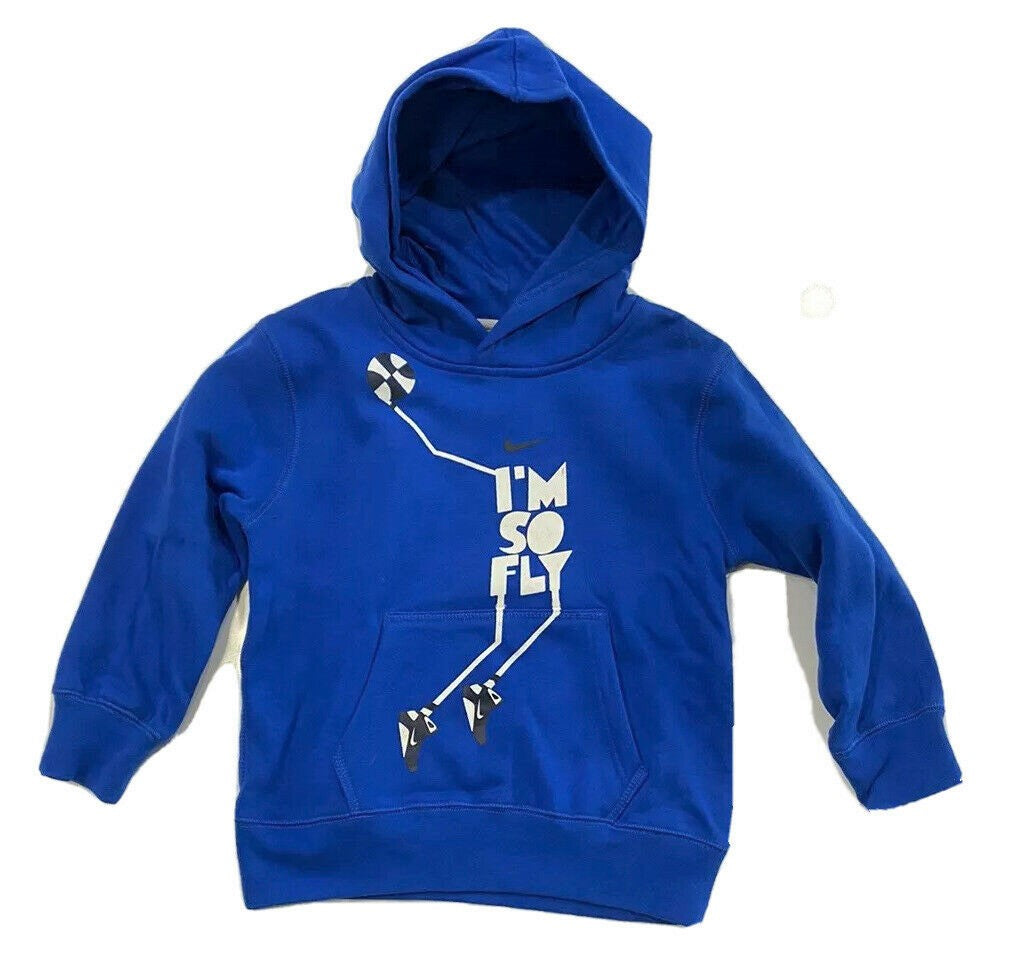 NIKE HOODIE BOYS - IM SO FLY BLUE SZ 4 - FLEECE SWEATSHIRT