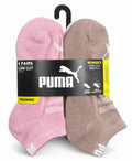 PUMA SOCKS WOMEN'S - LOW CUT 263 - FERN PINK BROWN - SHOE SZ 5-9.5 -PACK 6