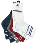 CHAMPION SOCKS MEN'S - HIGH QUARTER 263 - WHITE RED PL - LARGE (6-12) PACK 6 XX