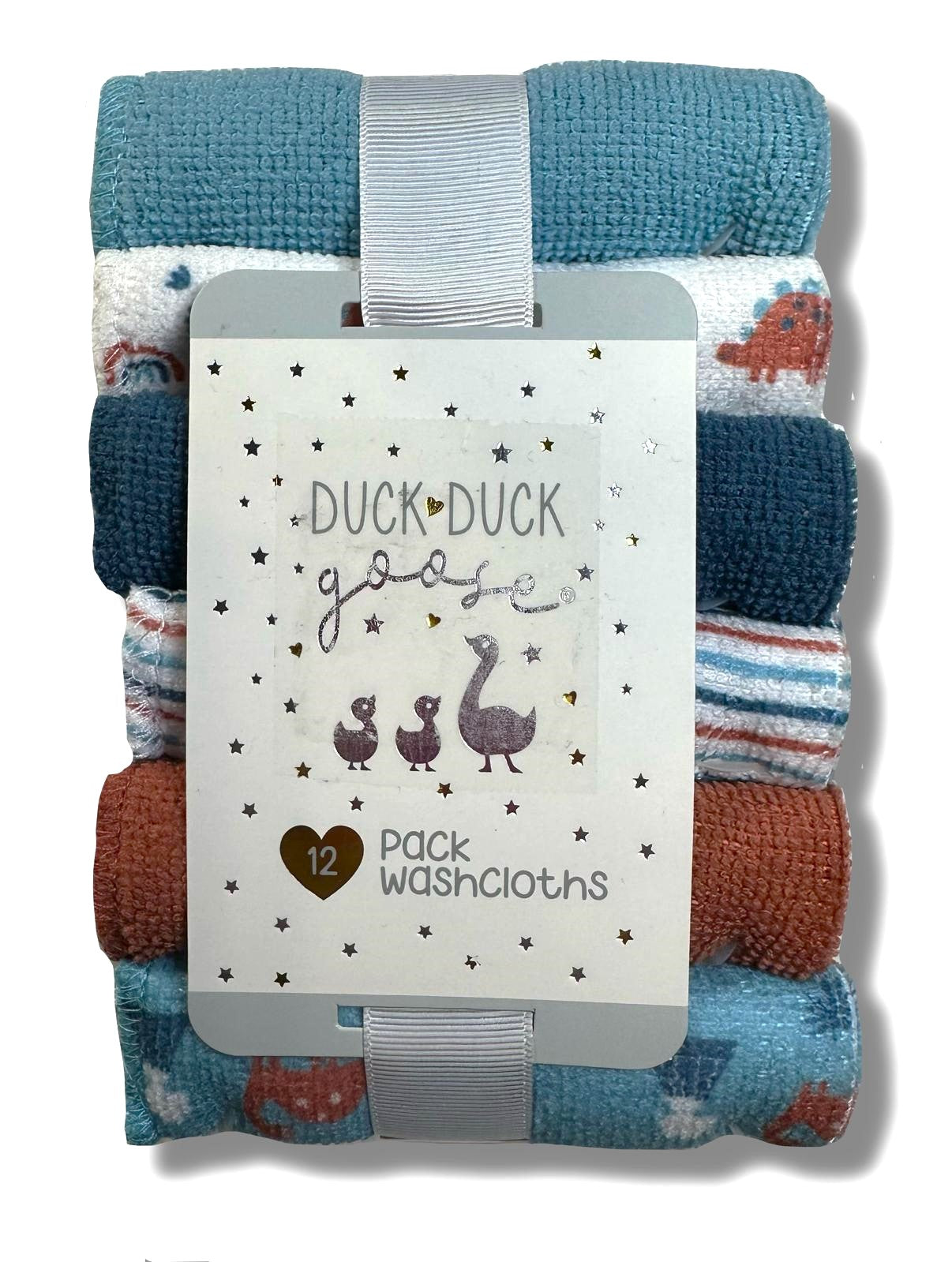 WASHCLOTHS BOYS - DUCK DUCK GOOSE 243 - TERRA DINOSAUR - 12 PACK SOFT BABY BATH