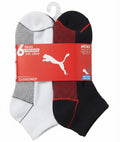 PUMA SOCKS MEN'S - QUARTER 263 - MILO BLACK RED - LARGE - PACK 6 XX