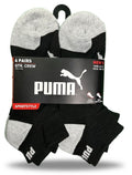 PUMA SOCKS MEN'S - QUARTER - EVEN 263 - BLACK GREY - LARGE (10-13) PACK 6 XX
