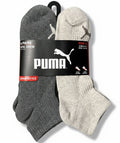 PUMA SOCKS MEN'S - QUARTER CUT - RIBBED 263 -GREY BEIGE- LARGE (10-13) PACK 6 XX