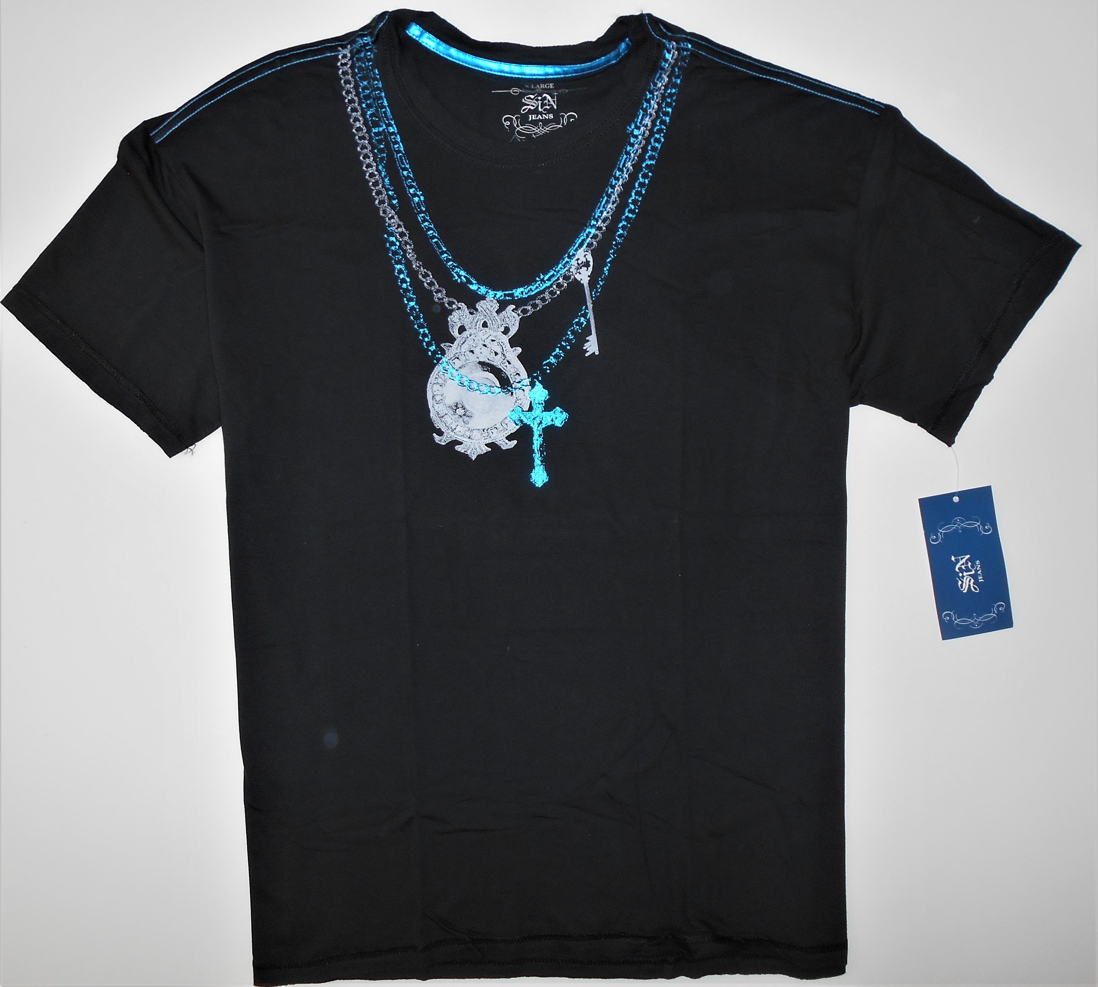 SIN JEANS MEN'S TEE SHIRT - TRIBE BLACK XLARGE - BLACK