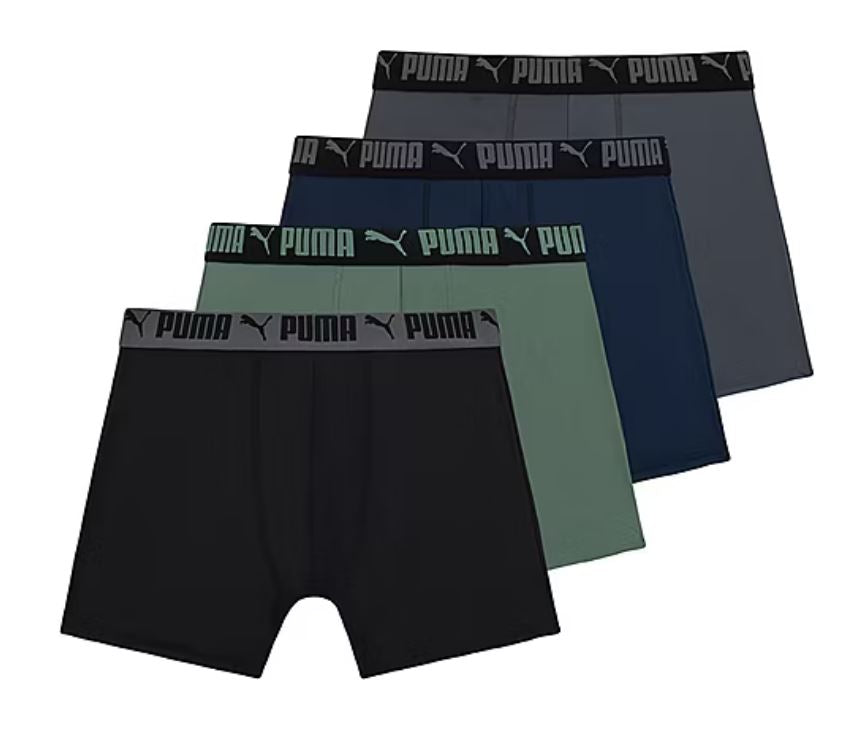 PUMA MEN'S 4 PACK - BBOX 263 GREEN BLUE LARGE - BOXER BRIEF UNDERWEAR PERFO