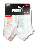 PUMA SOCKS WOMEN'S - LOW CUT 253 - SLATE WHITE PEACH - SHOE SZ 5-9.5 -PACK 6