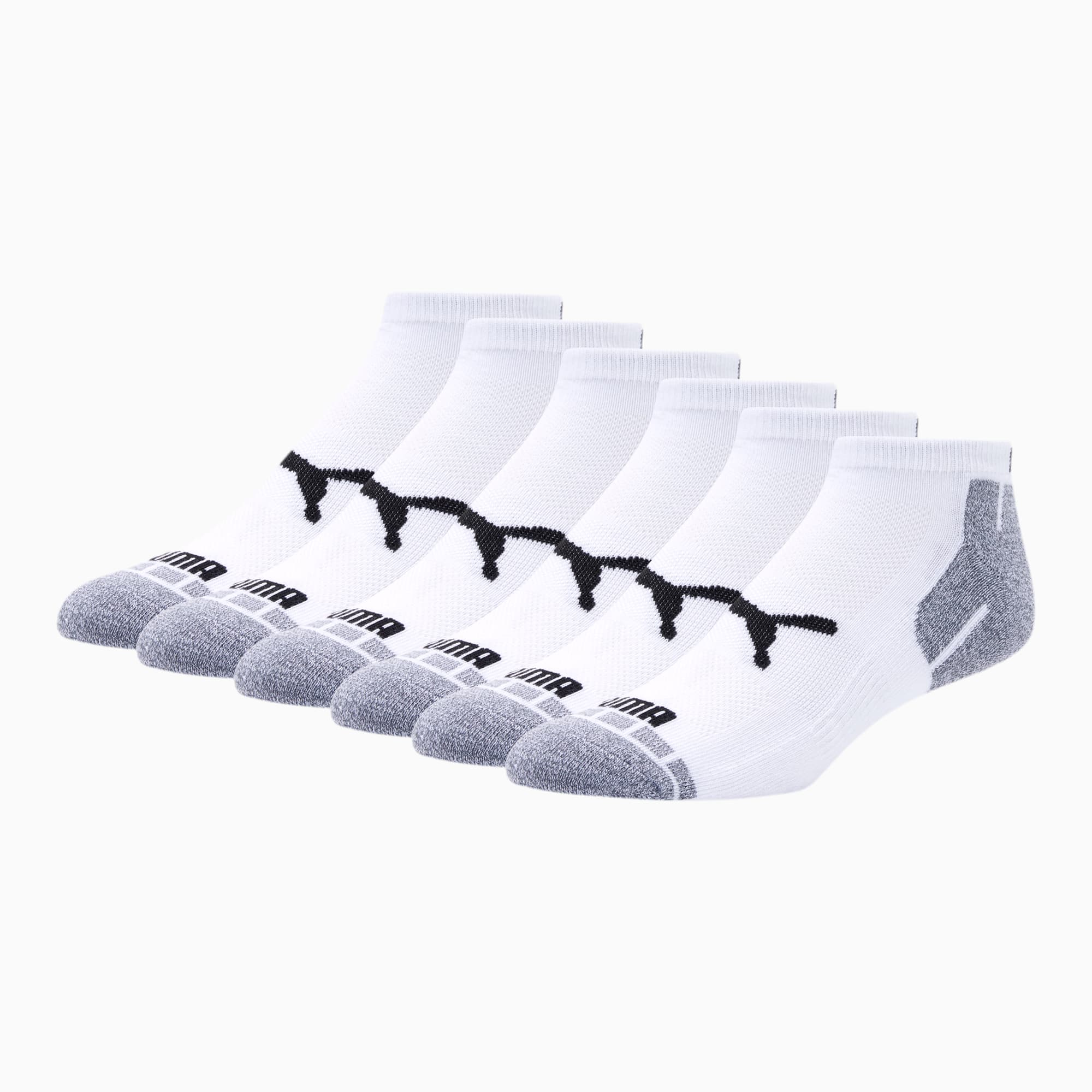 PUMA SOCKS MEN'S - LOW CUT - CUBE 243 - WHITE GREY 2 - LARGE (10-13) PACK 6 XX