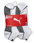 PUMA SOCKS MEN'S - LOW 263 - MILO WHITE BLACK - LARGE - PACK 6 XX