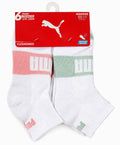 PUMA SOCKS WOMEN'S - QUARTER 263 - EDGE WHITE PEACH - SHOE SZ 5-9.5 - PACK 6