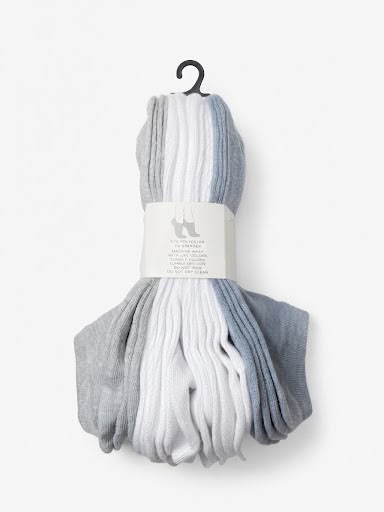 LAUNDRY SOCKS WOMEN'S - LOW CUT 263 - SOLID WHITE BLUE GREY - PACK 10