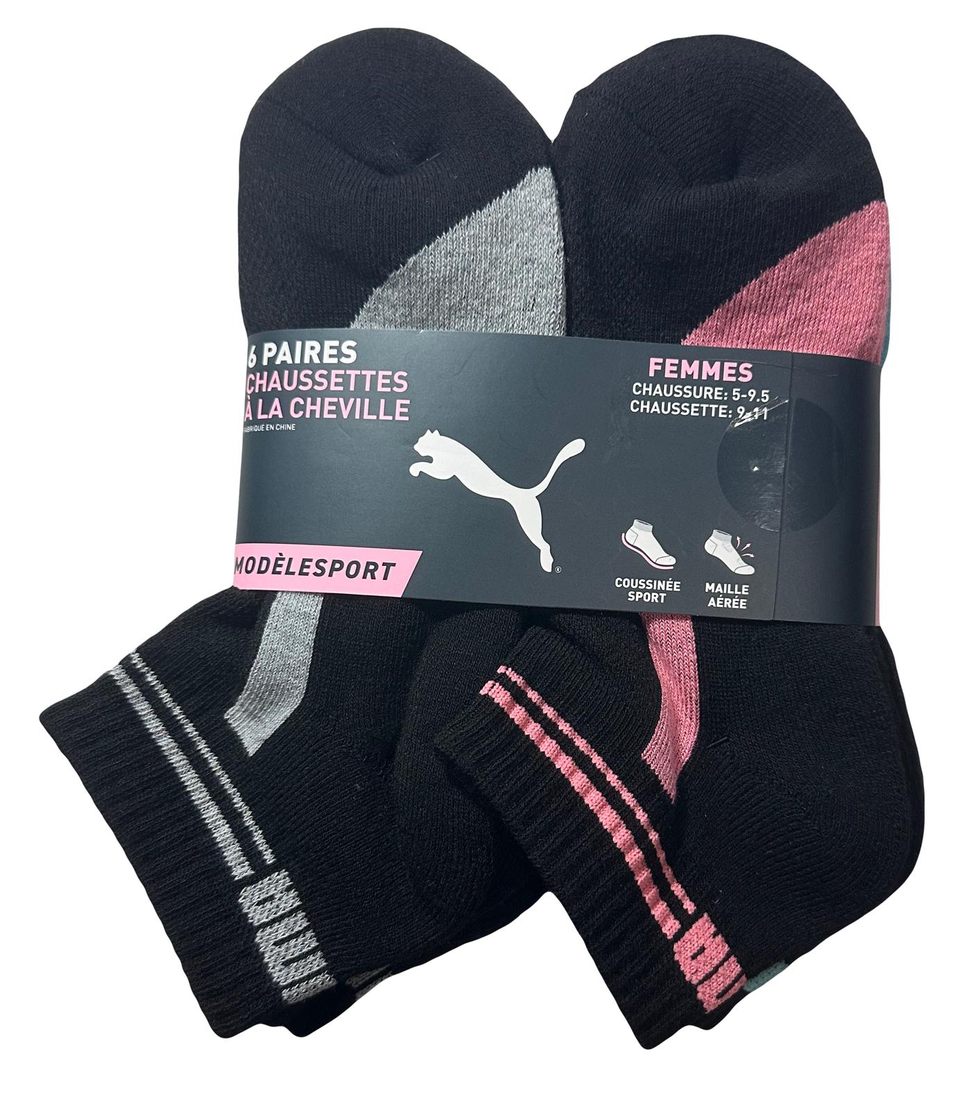 PUMA SOCKS WOMEN'S - QUARTER 243 - PIPE BLACK TEAL - SHOE SZ 5-9.5 - PACK 6