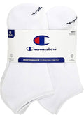 CHAMPION SOCKS MEN'S - LOW CUT - SOLID WHITE 253 FL - LARGE (6-12) PACK 6 XX