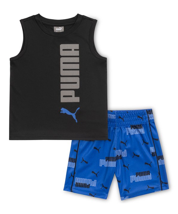 PUMA BOYS OUTFIT - 231 BLUE BLACK SZ 6 - BASKETBALL SOCCER SHIRT SHORTS SET 2