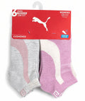 PUMA SOCKS WOMEN'S - LOW CUT 263 - PIPE GREY PINK CREAM - SHOE SZ 5-9.5 - PACK 6
