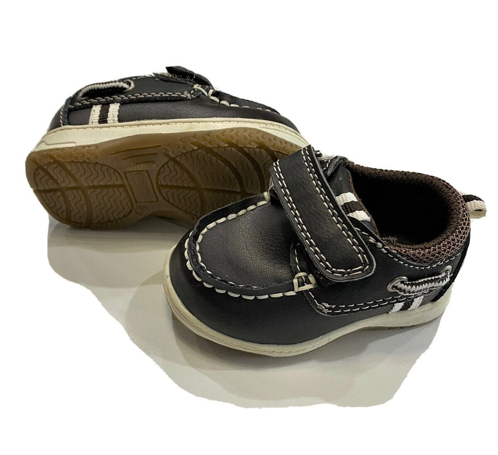 OSH KOSH SHOES BOYS - SZ 2 ADAM BOAT MOCASSIN - BROWN LEATHER BABY