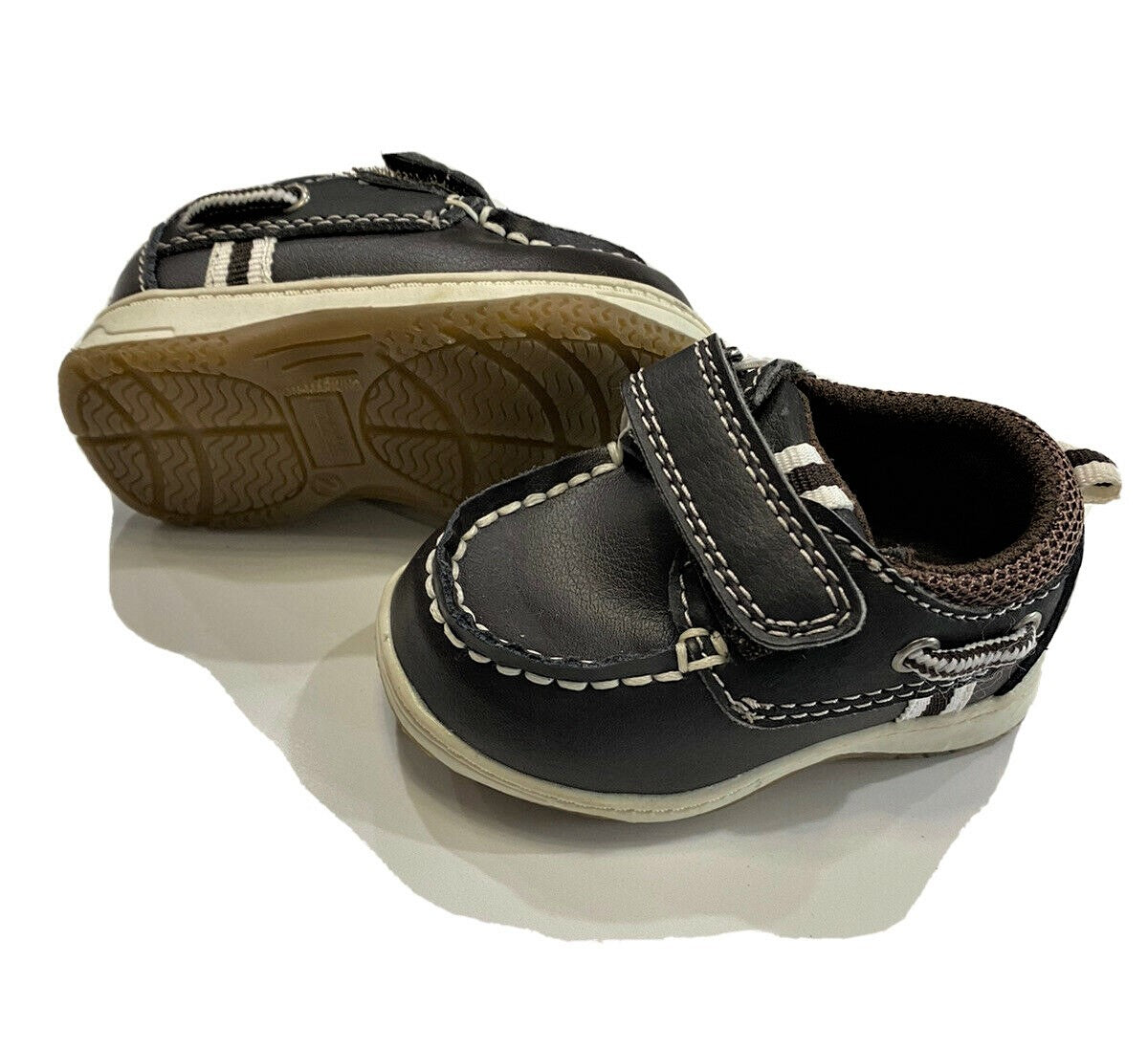 OSH KOSH SHOES BOYS - SZ 2 ADAM BOAT MOCASSIN - BROWN LEATHER BABY