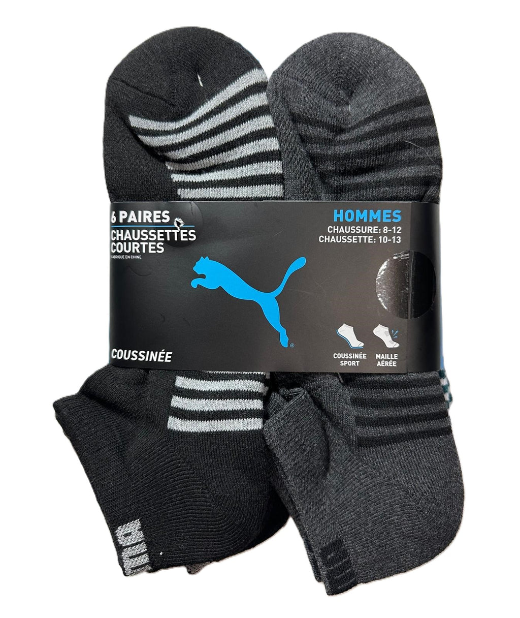 PUMA SOCKS MEN'S - LOW CUT - BLISS 243 - GREEN WHITE - LARGE (10-13)- PACK 6 XX