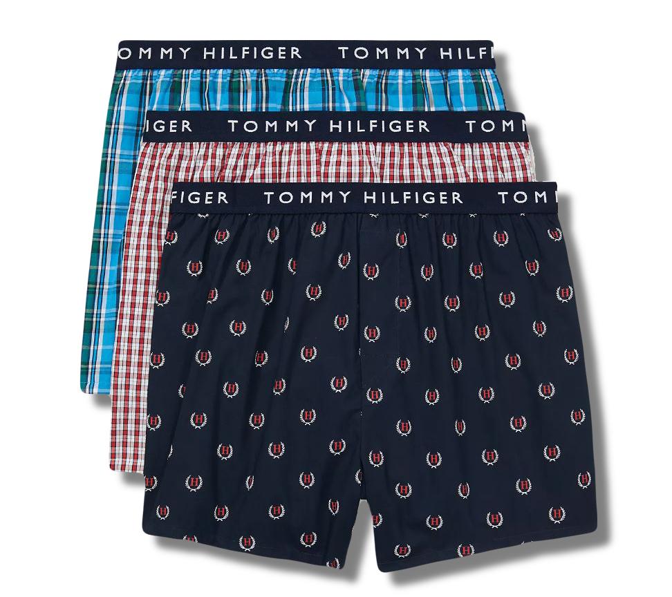 TOMMY HILFIGER MEN X3 - 243 JULES LARGE - 3 PACK WOVEN BOXER UNDERWEAR