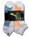 PUMA SOCKS MEN'S - LOW CUT - BLISS 253 - WHITE ORANGE - LARGE (10-13) PACK 6 XX
