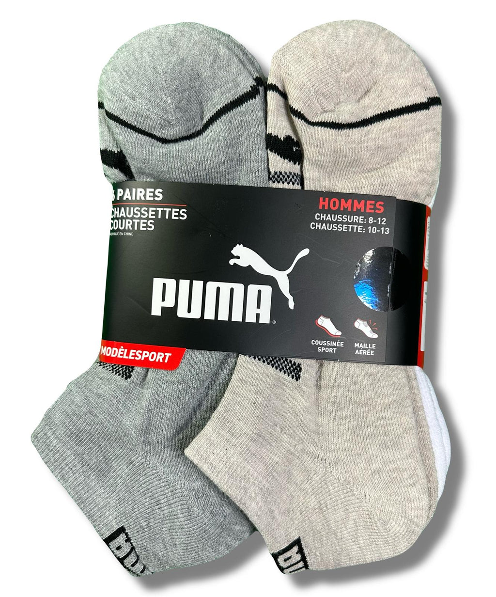 PUMA SOCKS MEN'S - LOW CUT - GLEE 253 - WHITE BEIGE - LARGE (10-13) PACK 6 XX