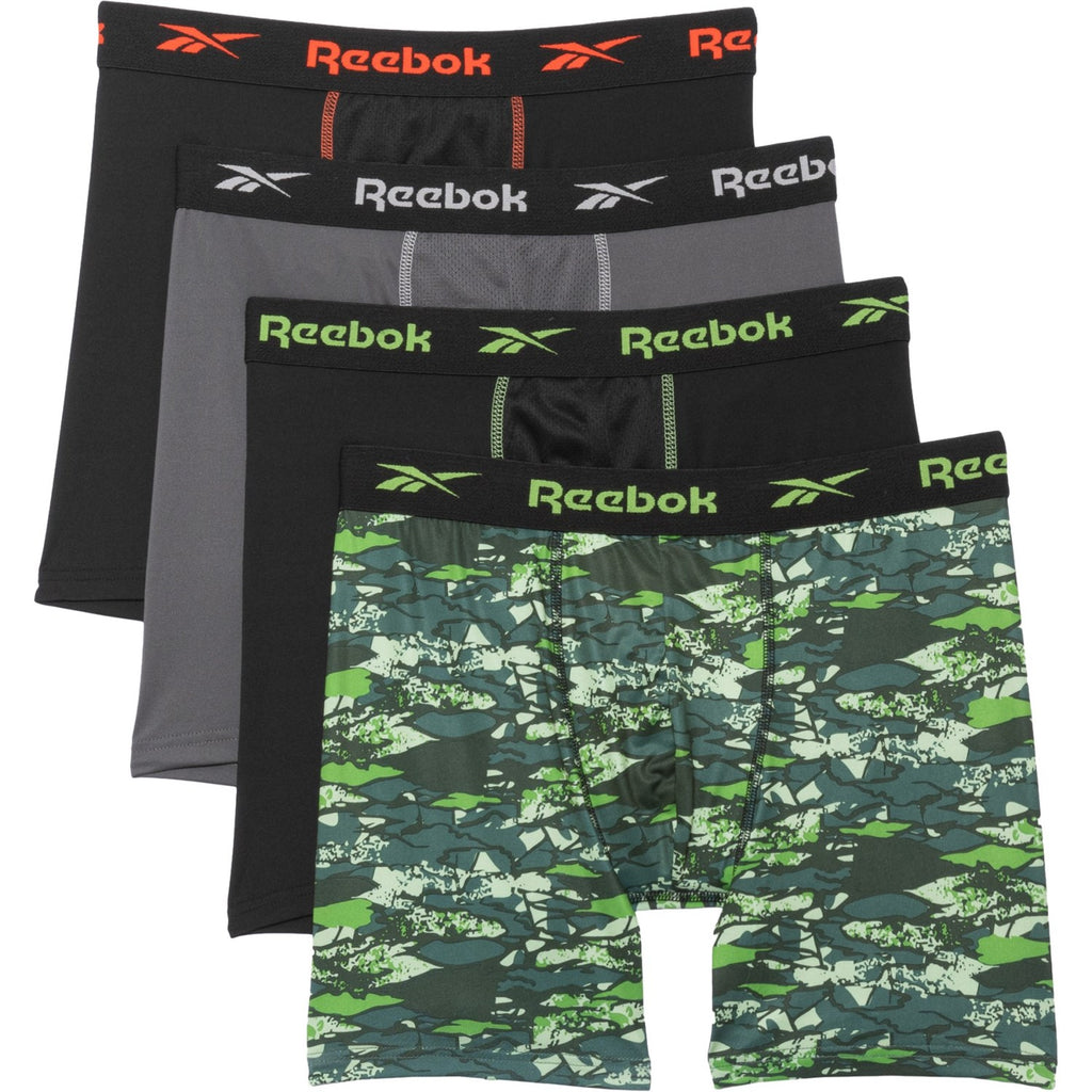 REEBOK MEN'S PACK 4 - 221 JUNGLE GREEN - LARGE - UNDERWEAR X4 BOXER BRIEF P25