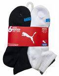 PUMA SOCKS MEN'S - QUARTER 263 - AURA BLACK BLUE WHITE - LARGE - PACK 6 XX