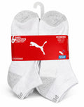 PUMA SOCKS WOMEN'S - LOW CUT 263 - FAYE - WHITE GREY - SHOE SZ 5-9.5 -PACK 6