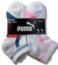PUMA SOCKS WOMEN'S - QUARTER 243 - PIPE BLUE PINK - SHOE SZ 5-9.5 - PACK 6