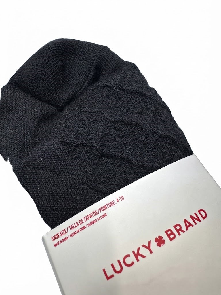 LUCKY BRAND SOCKS WOMEN'S - QUARTER CUT 263 - SOLID BLACK - PACK 8