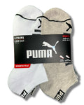 PUMA SOCKS MEN'S - LOW CUT - GLEE 253 - WHITE BEIGE - LARGE (10-13) PACK 6 XX
