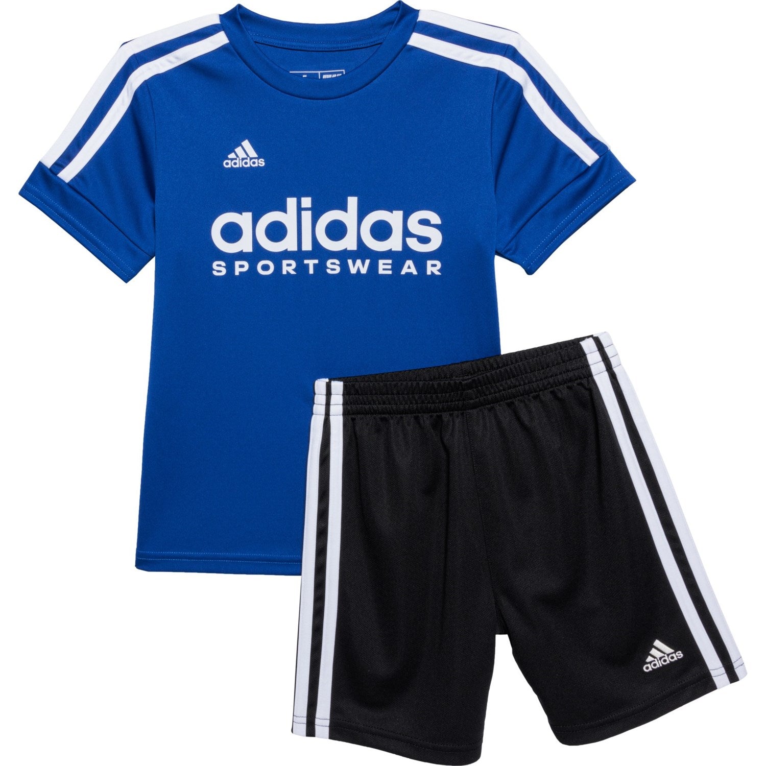ADIDAS BOYS OUTFIT - 243 BLUE BLACK SZ 6 - BASKETBALL SOCCER SHIRT SHORTS SET 2