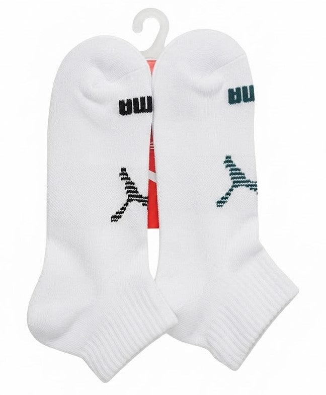 PUMA SOCKS MEN'S - QUARTER 263 - AURA WHITE GREEN - LARGE - PACK 6 XX
